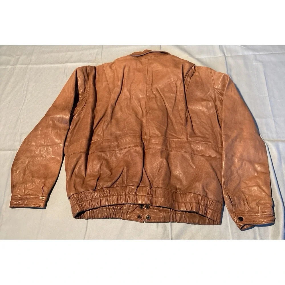 Boulder Ridge Mens Brown Leather Flight Bomber Jacket Map Lining Size 44 Vintage